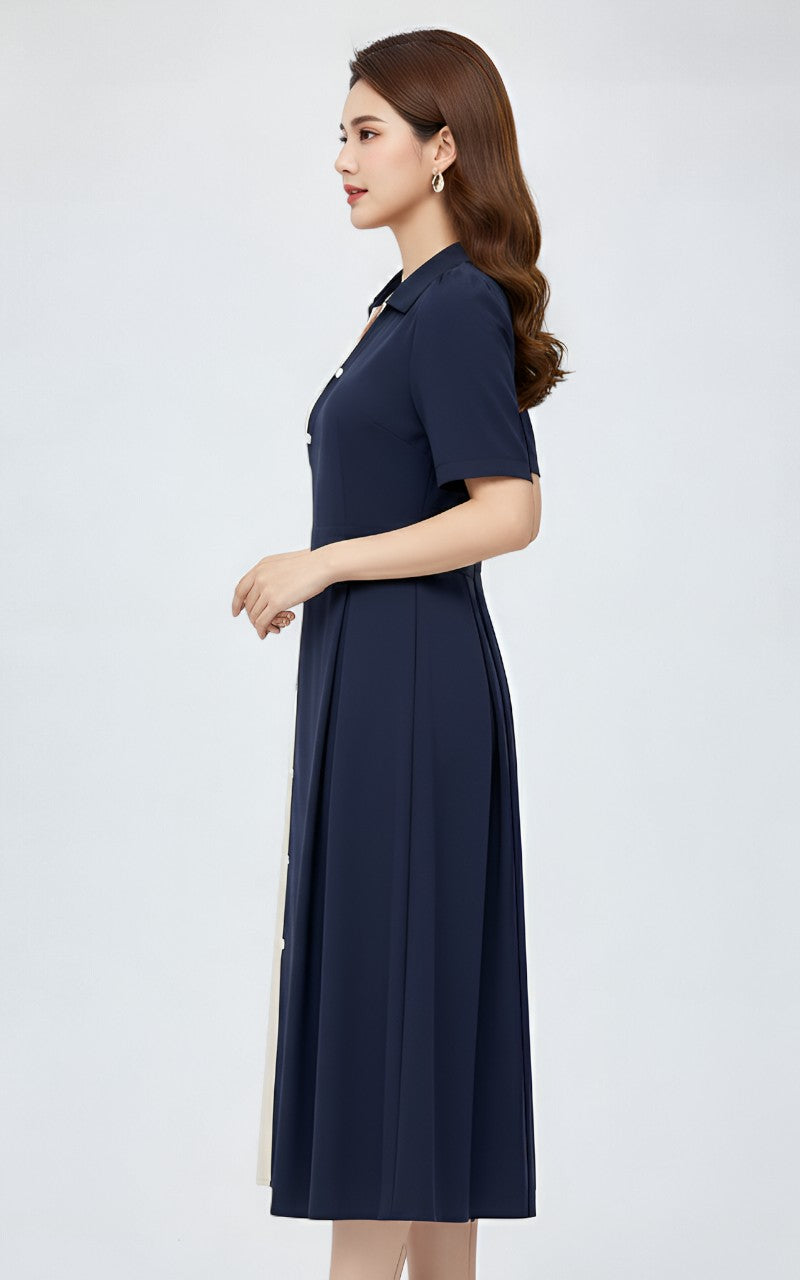 Elegant Patchwork Midi Dress