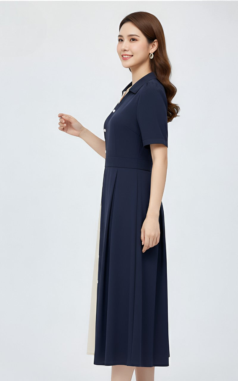 Elegant Patchwork Midi Dress