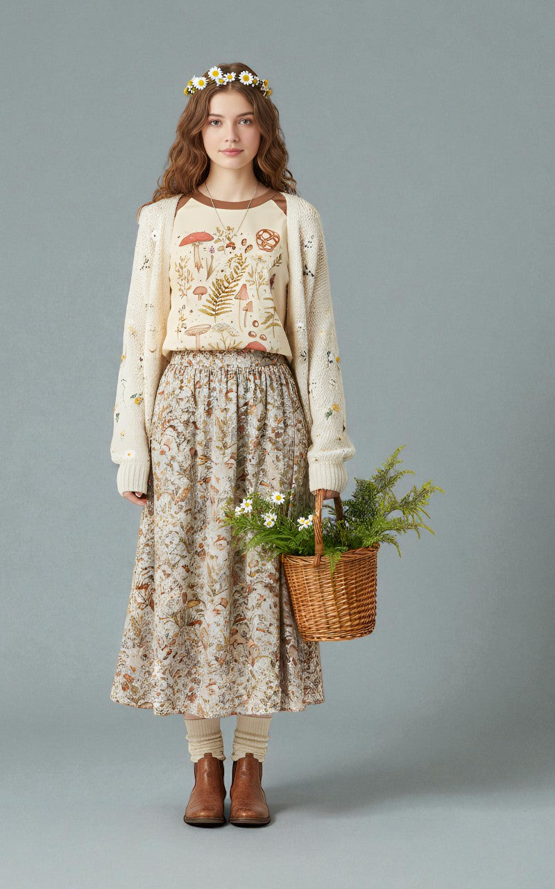 Cottagecore Botanical Cotton Shirt