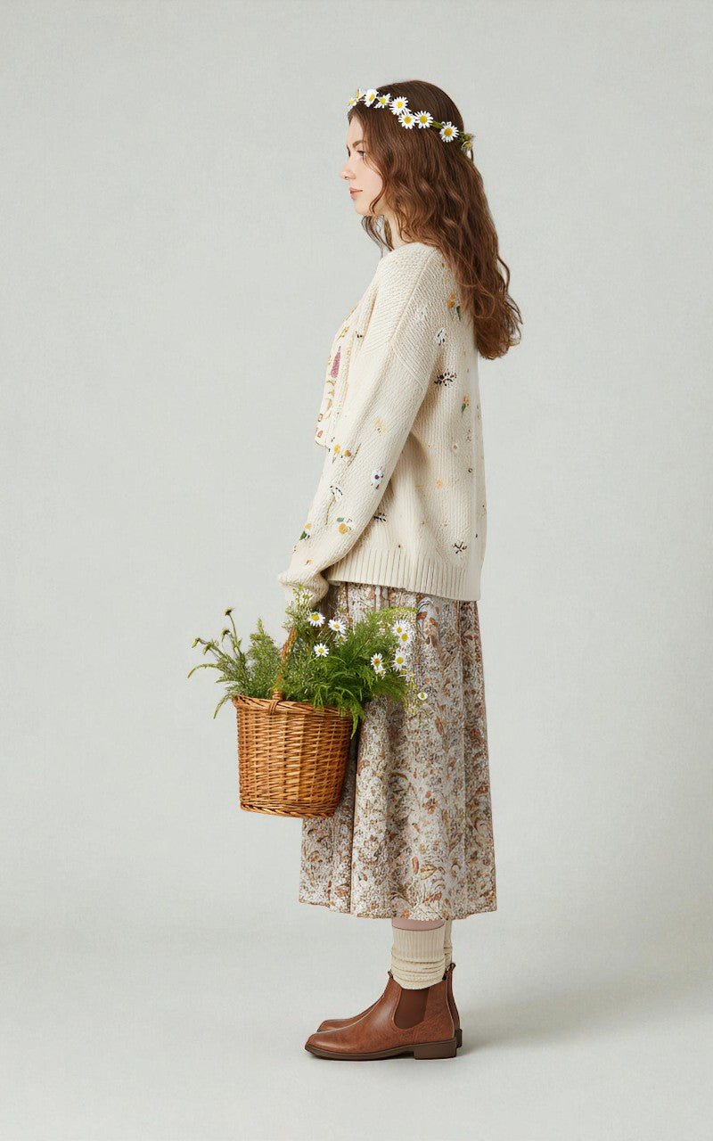 Cottagecore Botanical Cotton Shirt