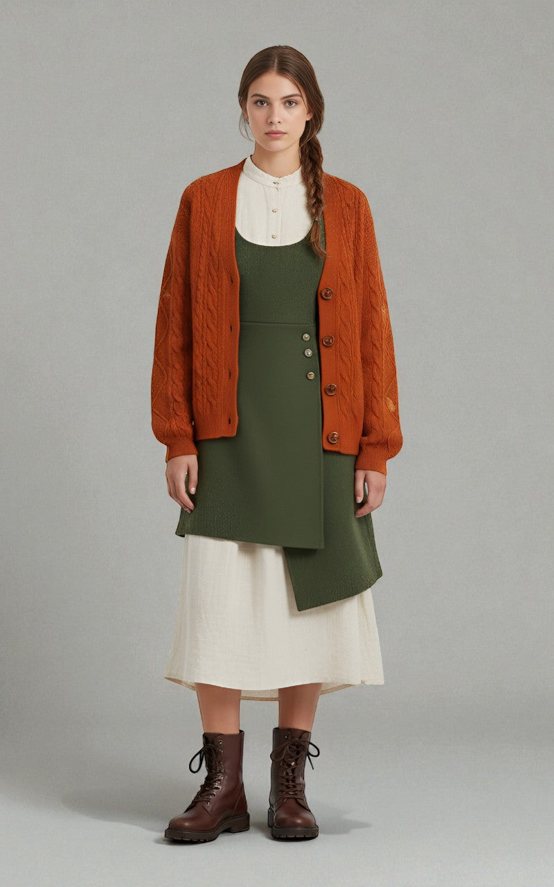 Harvest Ember Cable-Knit Cardigan