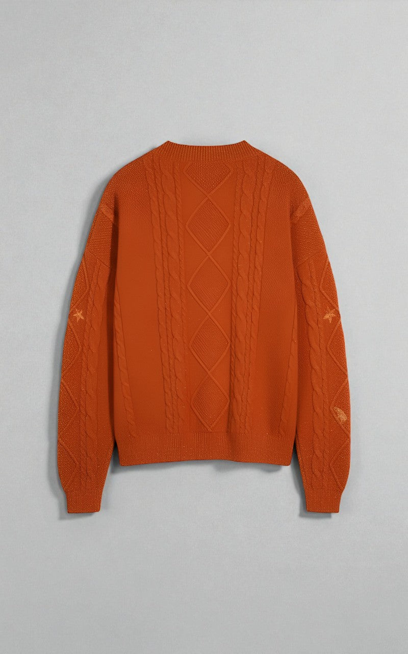 Harvest Ember Cable-Knit Cardigan
