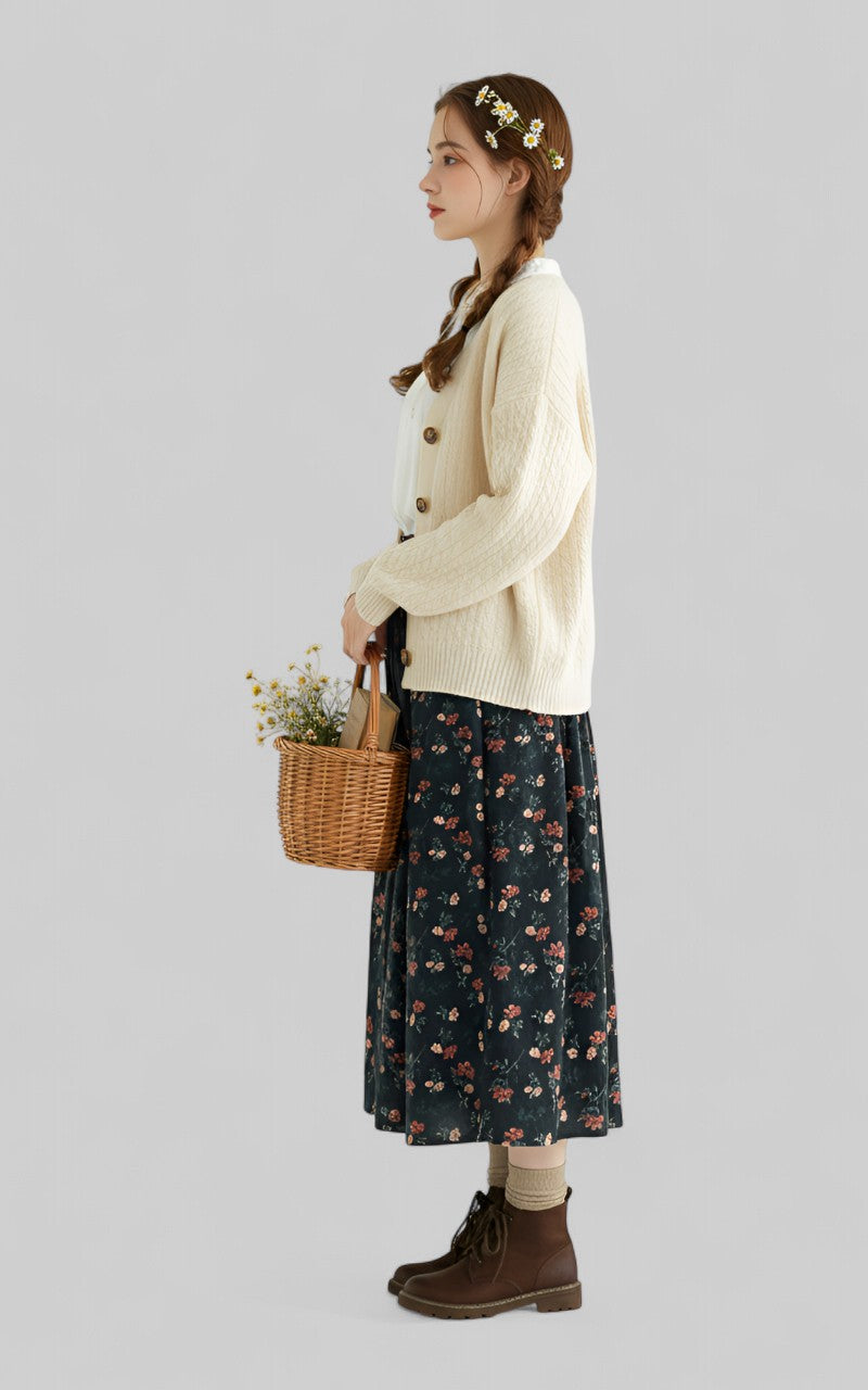 Midnight Garden Corduroy Skirt