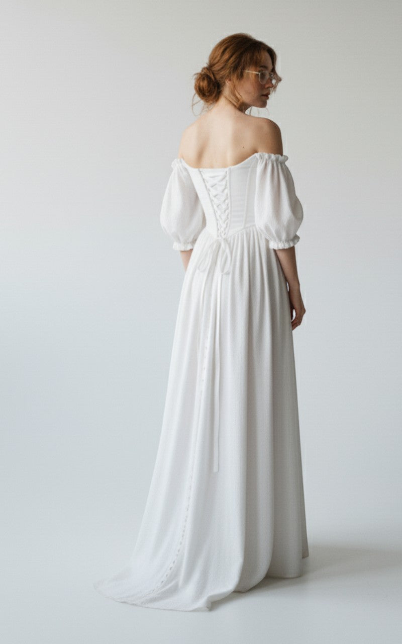 Whispering Meadow Puff-Sleeve Gown