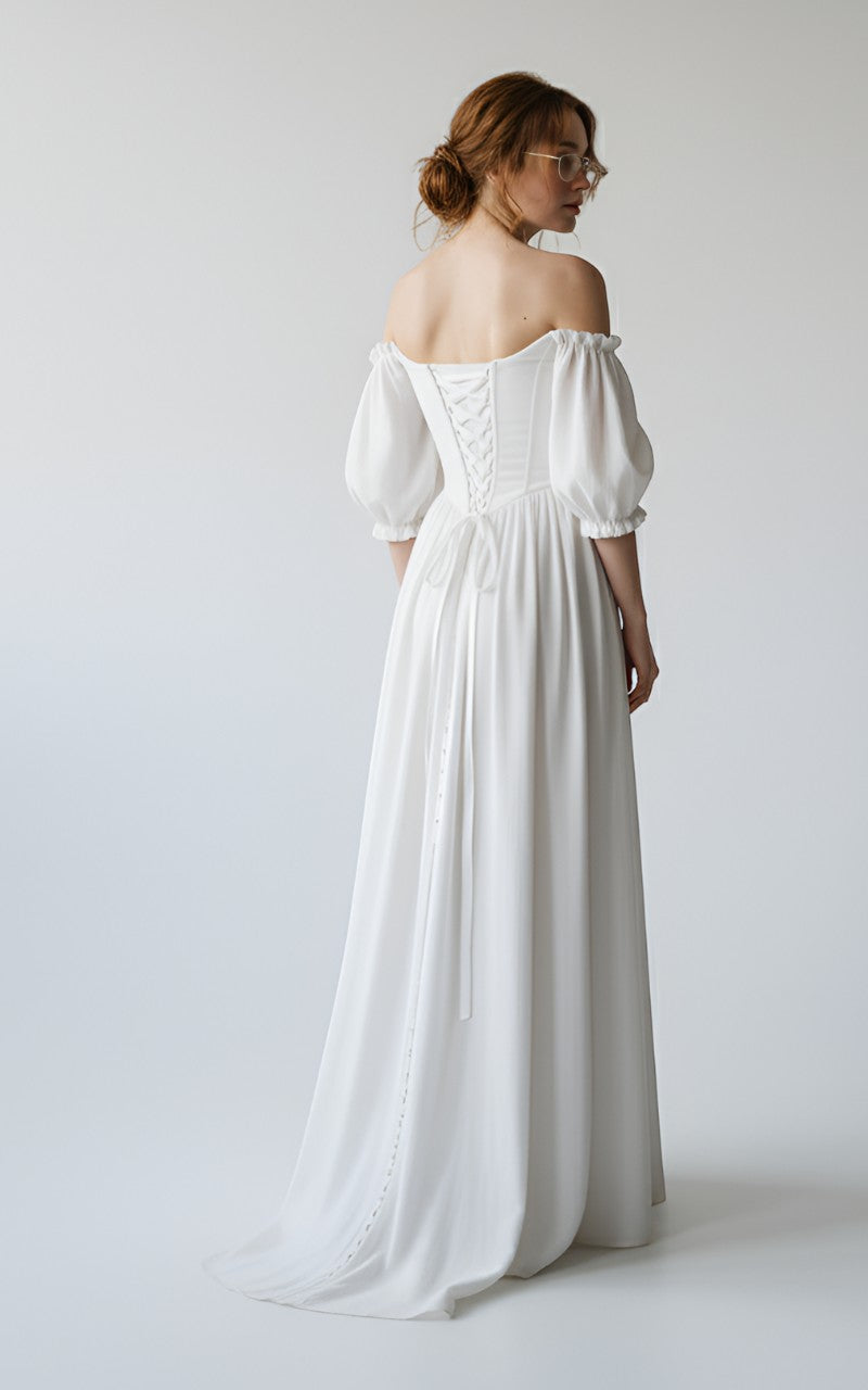Whispering Meadow Puff-Sleeve Gown