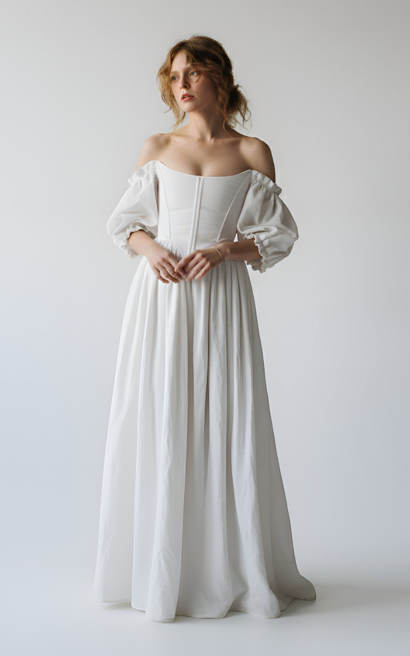 Whispering Meadow Puff-Sleeve Gown