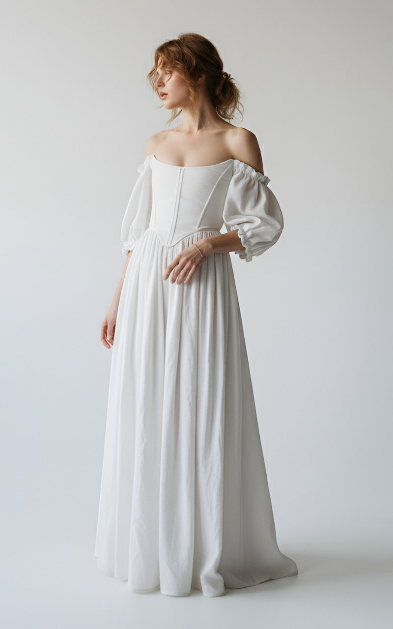 Whispering Meadow Puff-Sleeve Gown