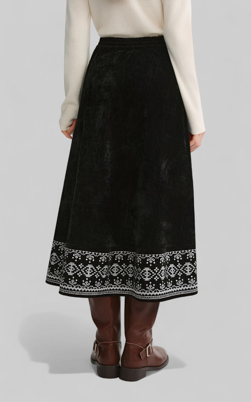 Embroidered Forest Hem Skirt