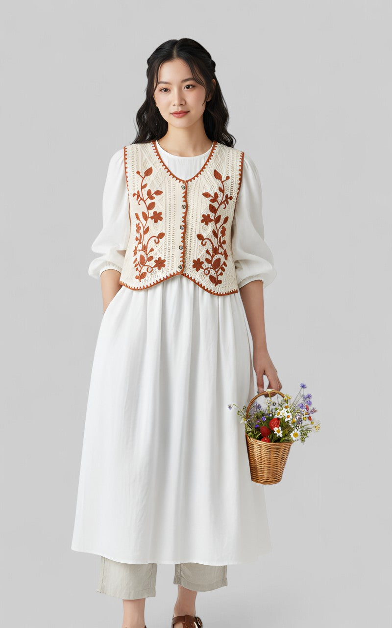 Embroidery Crochet Waistcoat