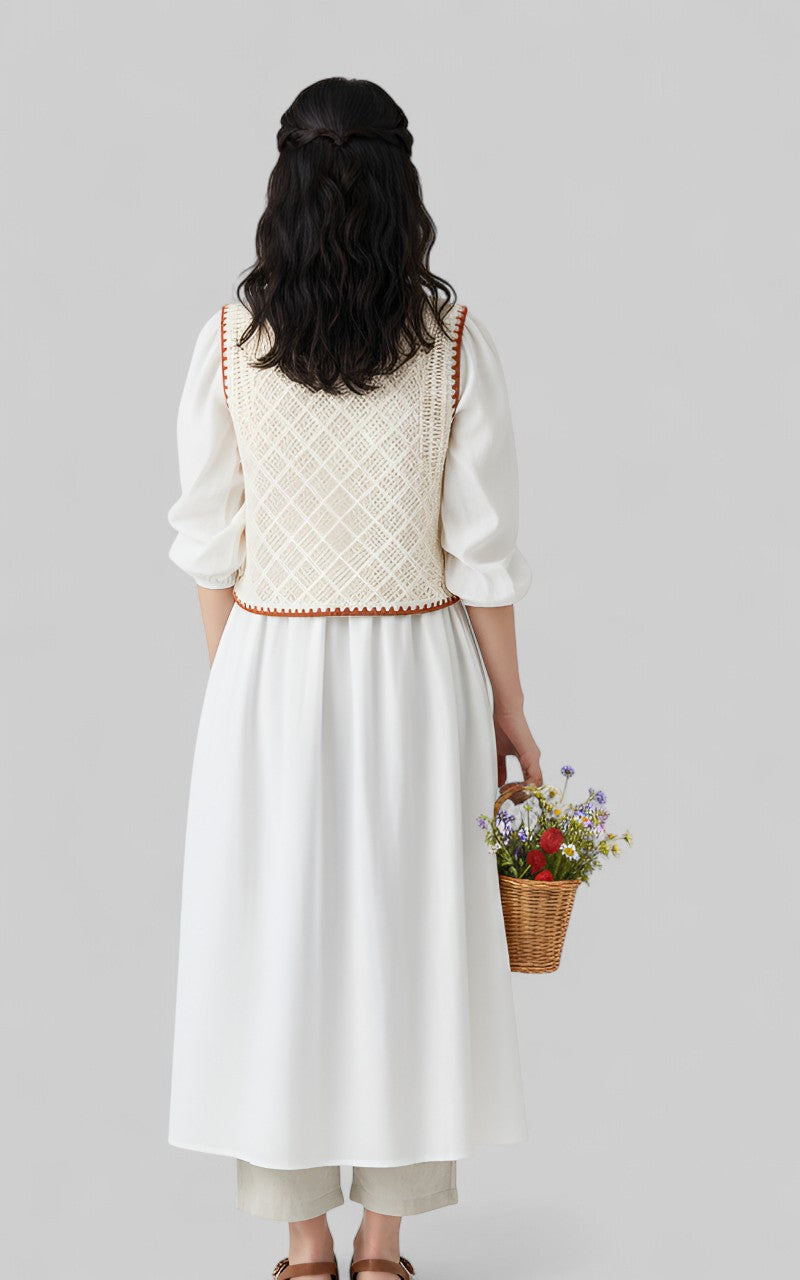Embroidery Crochet Waistcoat