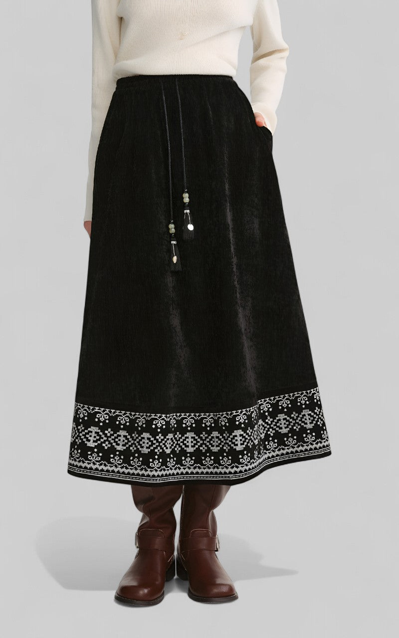 Embroidered Forest Hem Skirt
