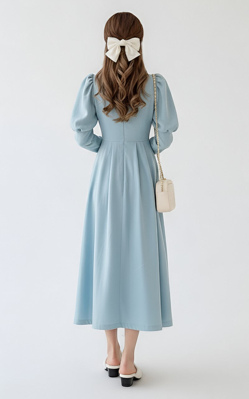 Winter Lace Patchwork French Midi Dress