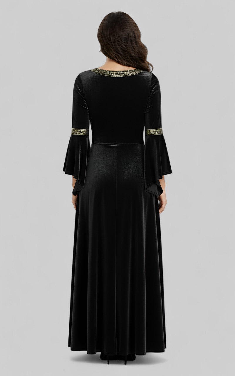 Black Velvet Medieval Lace-Up Gown