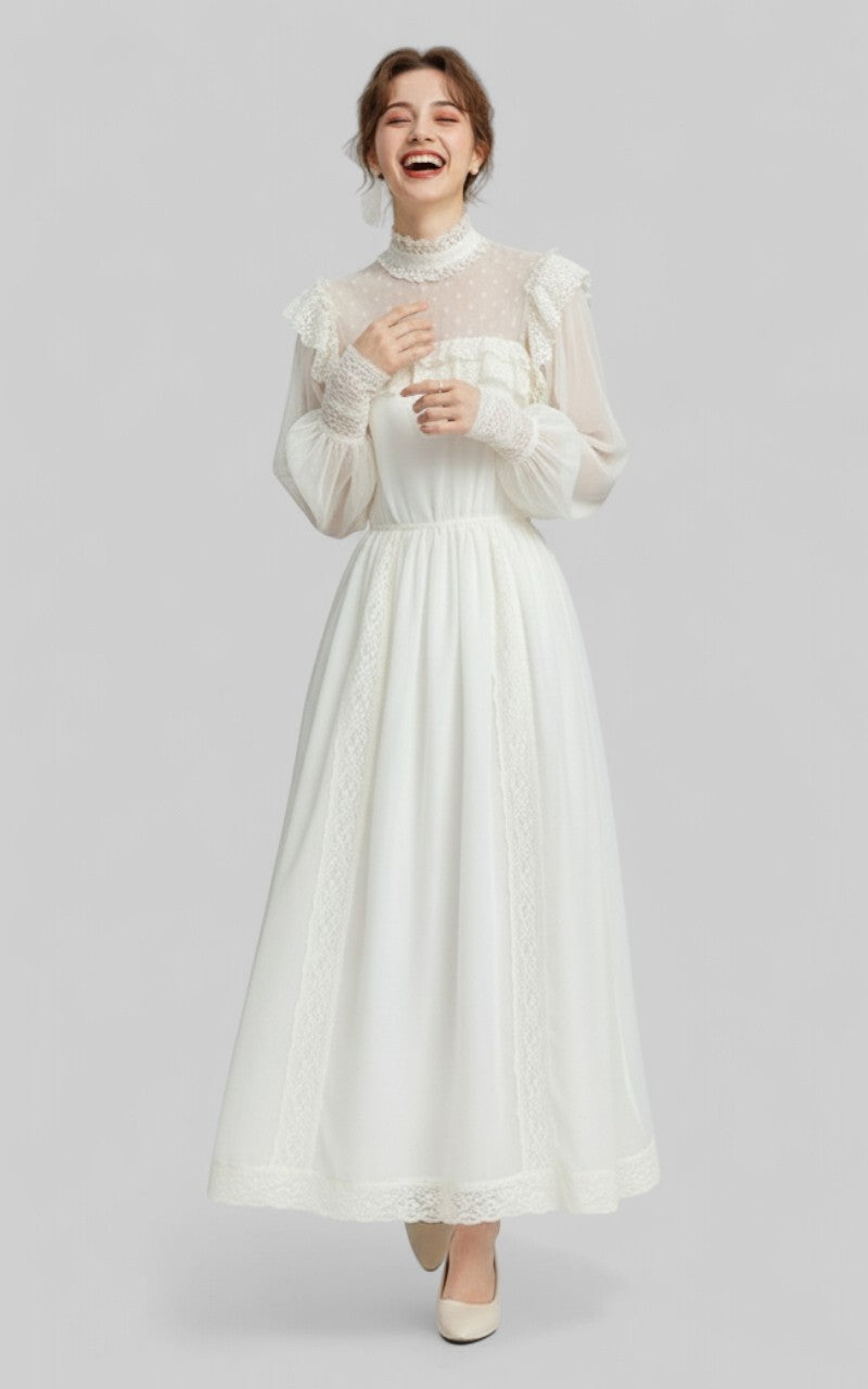 Vintage Chiffon Gatsby Lace Princess Dress