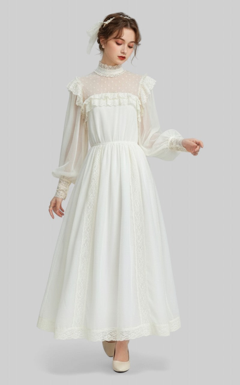 Vintage Chiffon Gatsby Lace Princess Dress